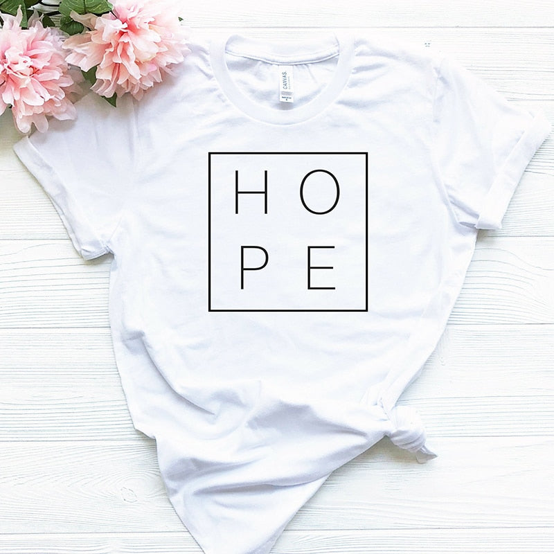 Women's T Shirt Faith Hope | Tee Gift Woman Short Sleeve Cotton Tops - Vintage tees for Women