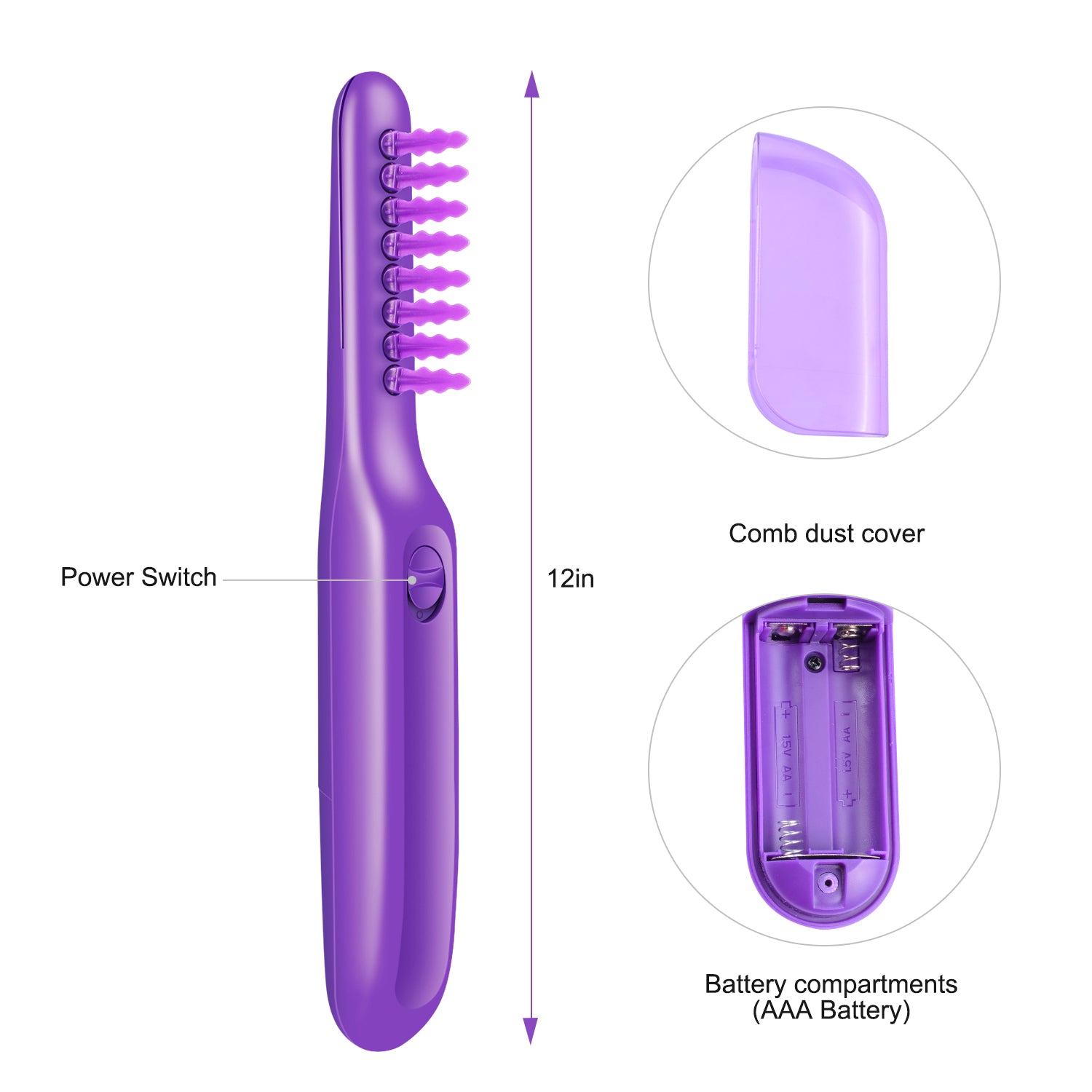 Portable Electric Detangling Wet or Dry Tame The Mane Electric Detangling Brush with Brush Cover, Adults & Kids - Vintage tees for Women