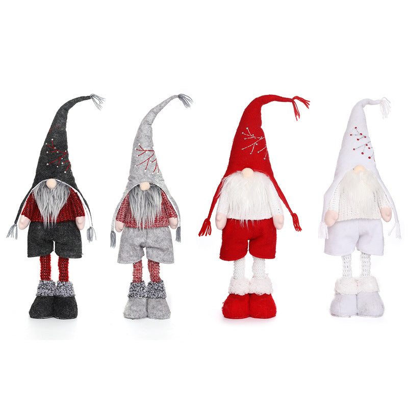 New Christmas decorations telescopic faceless doll pointed hat standing doll - Vintage tees for Women