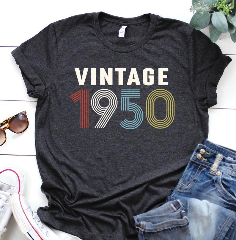 Vintage 1950 Birthday T Shirt | Birthday Party T-Shirt | Unisex T-Shirts