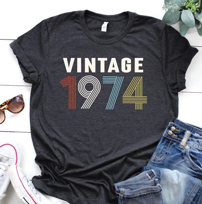 Vintage 1974 Birthday T Shirt | Birthday Party T-Shirt  | Unisex T-Shirts