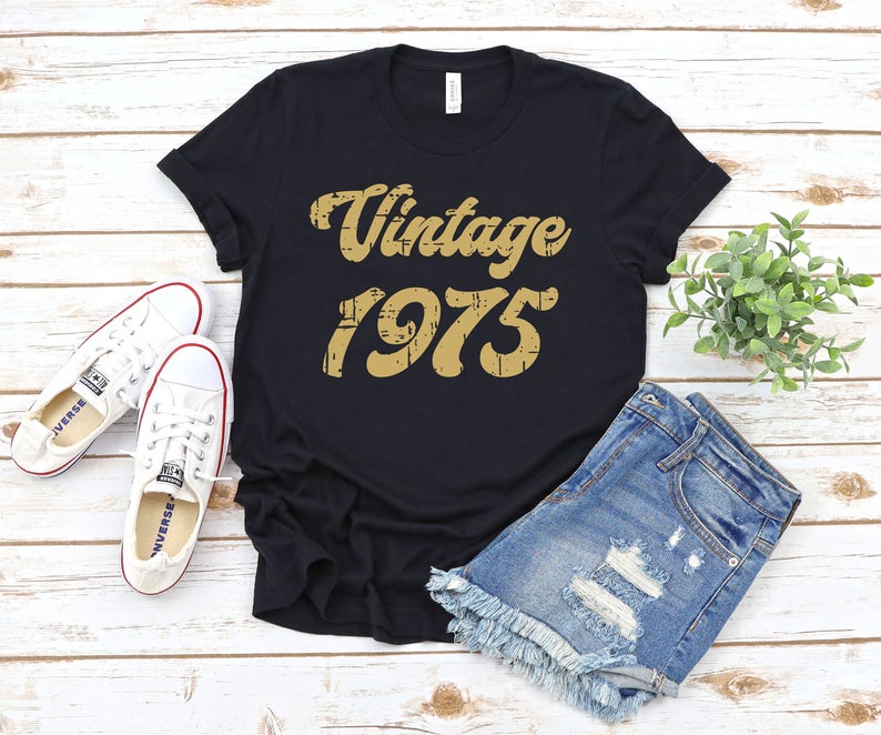 Vintage 1975 Shirt, 48th Birthday Gift, Birthday Party, 1975 T-Shirt