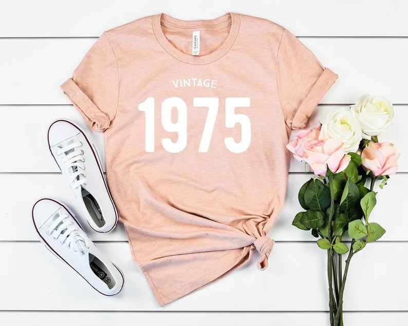Vintage 1975 Birthday T-Shirt | 48th Birthday Party T-Shirt Cotton - Vintage tees for Women