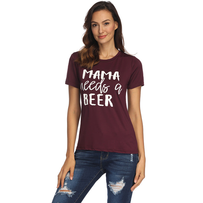 Thanksgiving T-Shirt | MAMA needs a beer | Women's O neck Top Tee - Vintage tees for Women