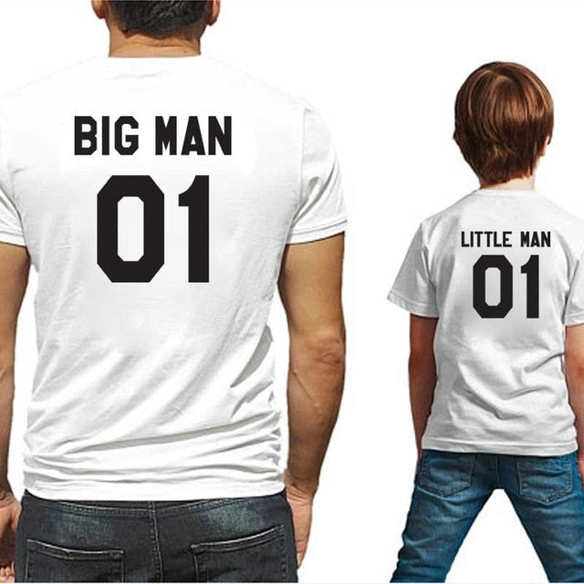 Family matching Look outfits father and son big / little man Dad / baby summer T-shirt - Vintage tees for Women