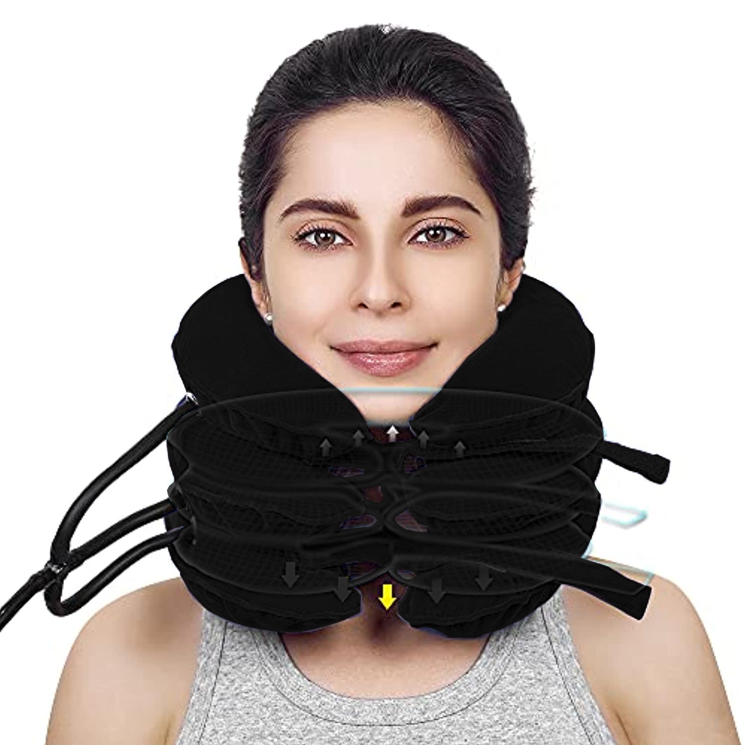 Cervical Traction Device Neck Support Pillow | Inflatable Adjustable Neck Stretcher | Three-Layer Inflatable Neck Pillow