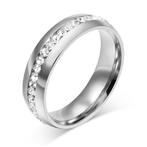 crystal wedding ring for women 6mm stainless steel engagement