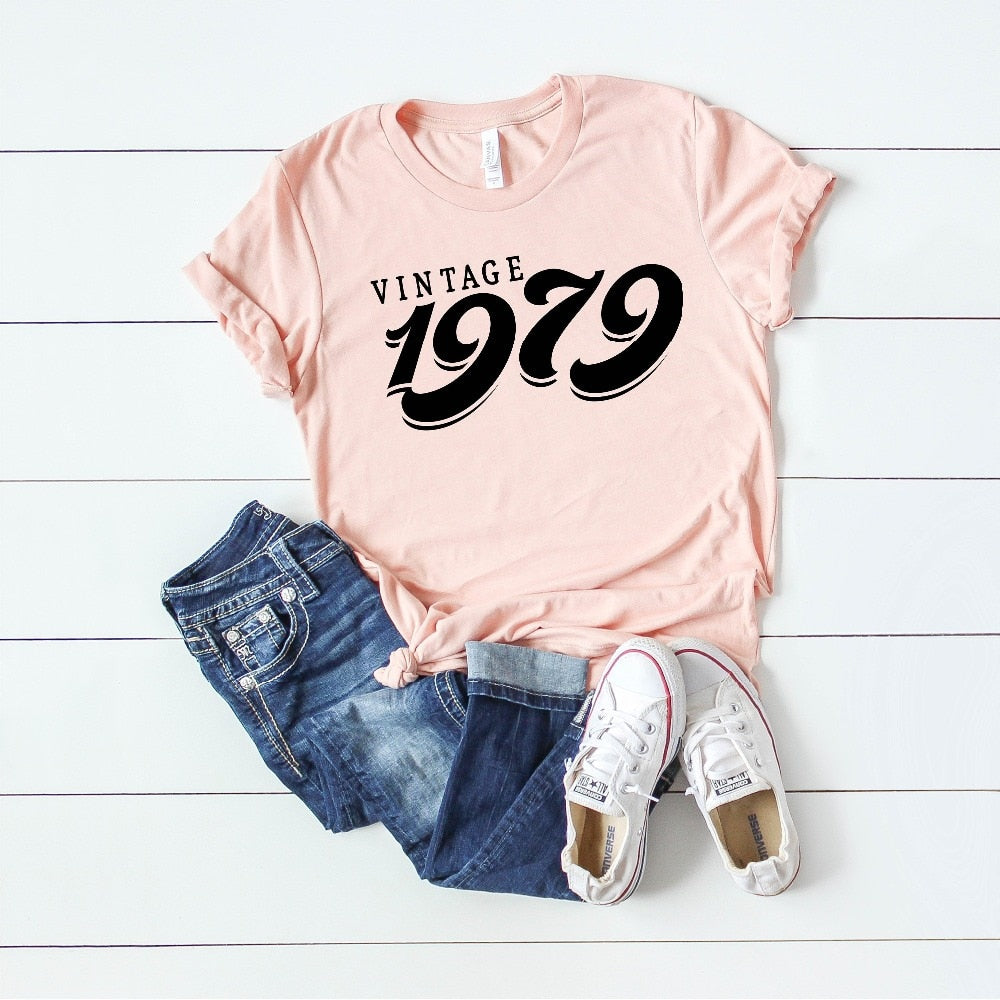 Vintage 1979 Birthday T-Shirt | 44th Birthday Gift | Short Sleeve - Vintage tees for Women