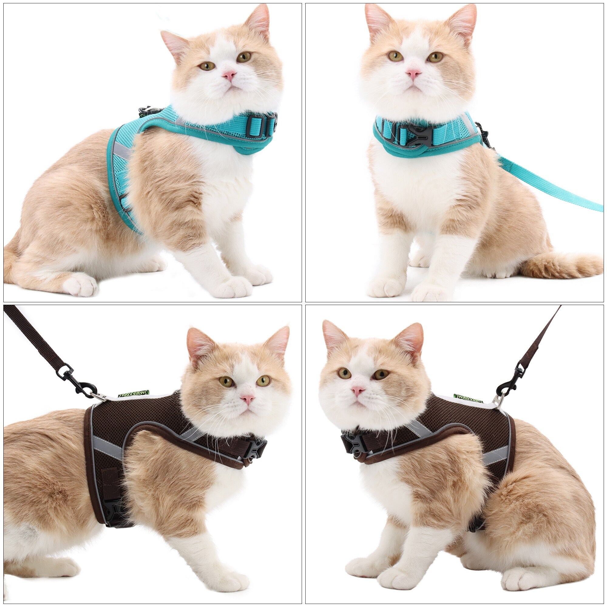 Dog Harness Vest With Lead Leash Small Medium Dogs Cats Reflective Breathable Mesh Pet - Vintage tees for Women
