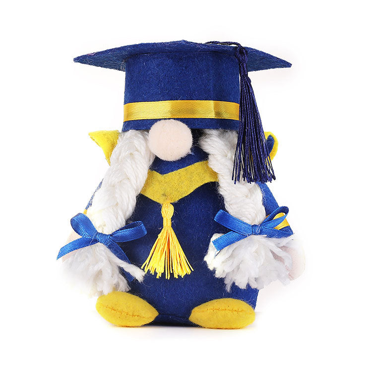 Graduation season blue dwarf faceless doll gift opening doctor hat Rudolph doll decoration toys - Vintage tees for Women