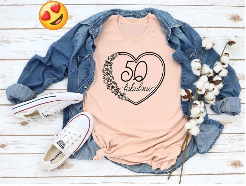 Fabulous 50 Birthday Shirt | 50th Birthday Party T-Shirt Cotton