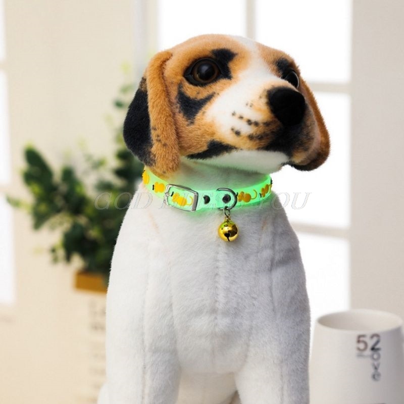 Pet Glowing Collars with Bells | Glow at Night Dogs Cats Necklace - Vintage tees for Women