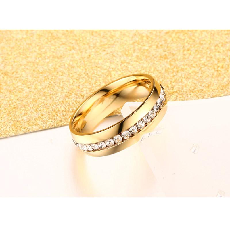 crystal wedding ring for women 6mm stainless steel engagement - Vintage tees for Women