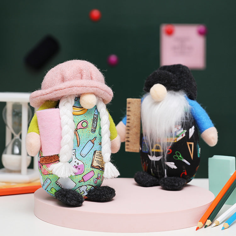 New school dwarf Rudolph faceless doll round hat dwarf doll college kindergarten decorations - Vintage tees for Women