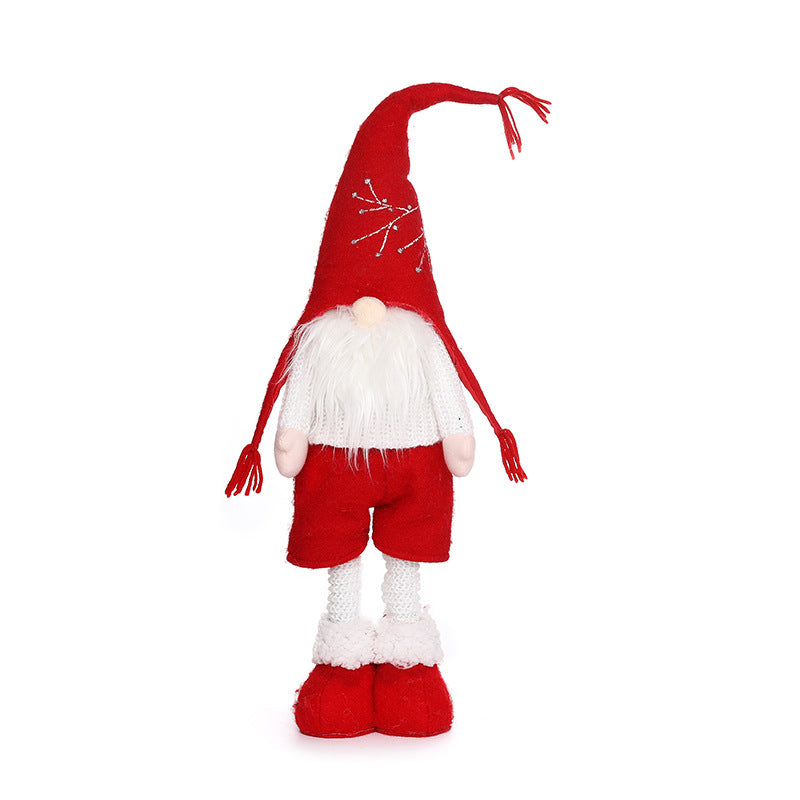 New Christmas decorations telescopic faceless doll pointed hat standing doll - Vintage tees for Women