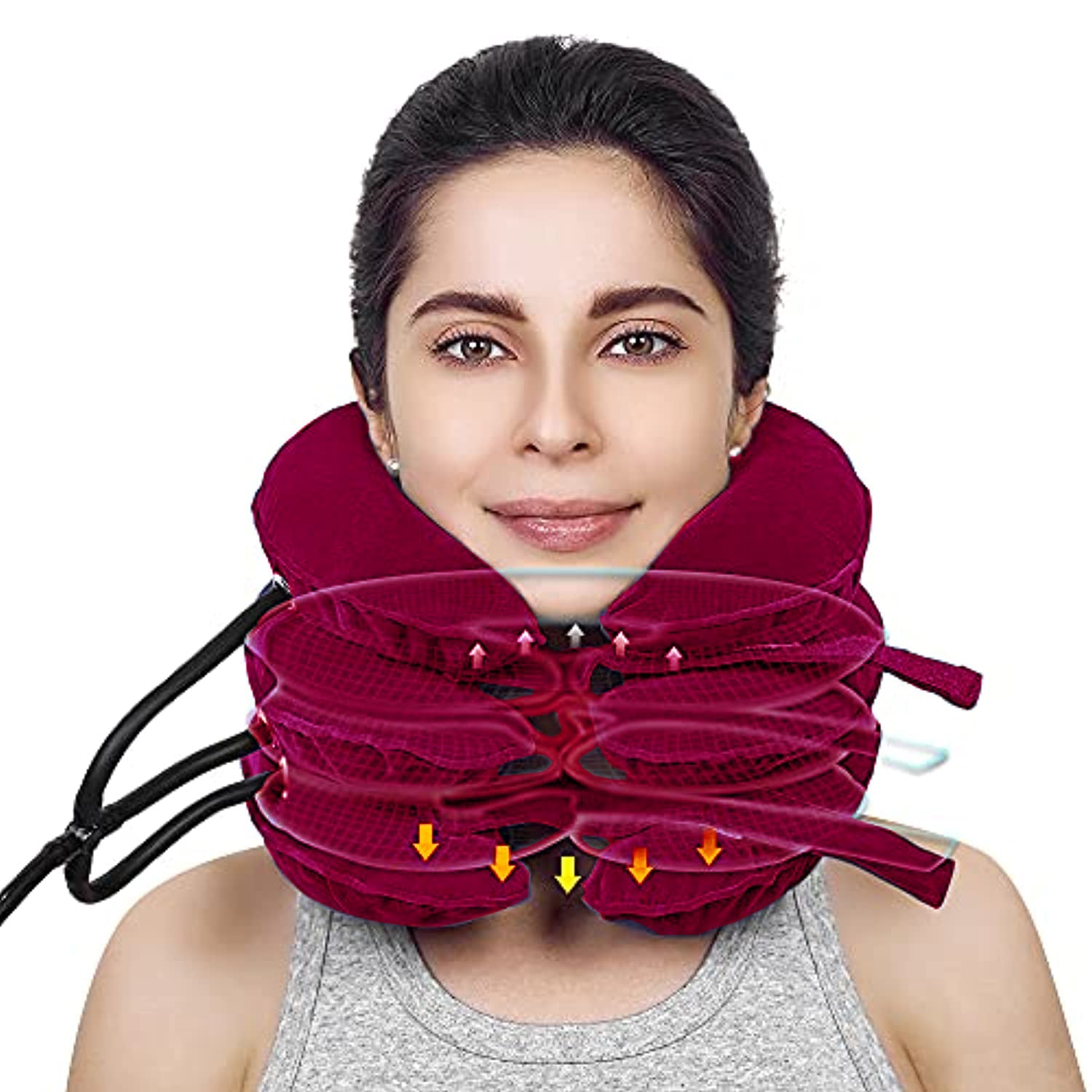 Cervical Traction Device Neck Support Pillow | Inflatable Adjustable Neck Stretcher | Three-Layer Inflatable Neck Pillow