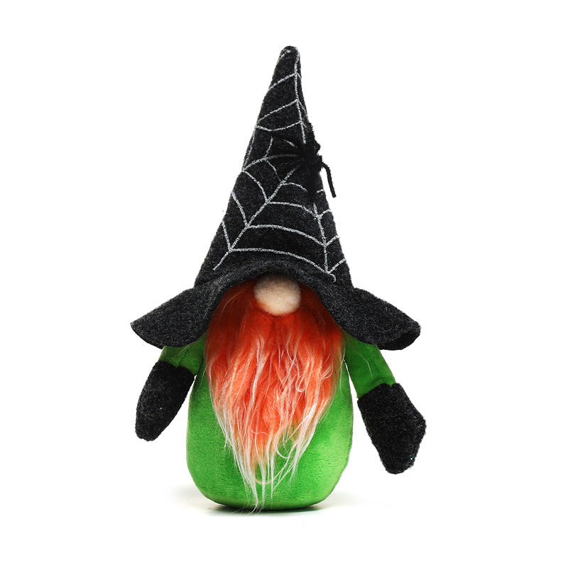 New Halloween decorations spider web hat Rudolph dwarf doll ghost festival faceless doll decoration - Vintage tees for Women