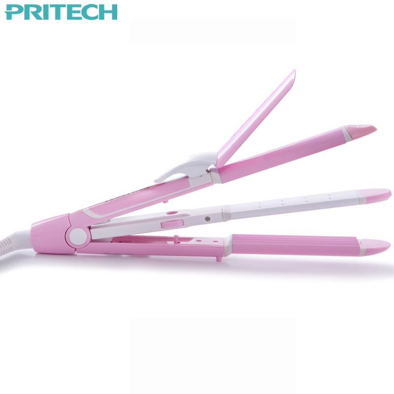 Pritech New Electric 3 In 1 Hair Straightener | Curling Irons For Wet & Dry Hair | Curler Styling