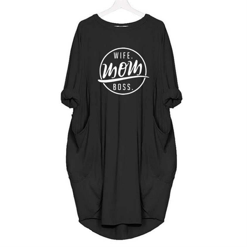 2019 Fashion T-Shirt for Women | WIFE MOM BOSS Print T-shirt | Plus Size Tees Women Off The Shoulder - Vintage tees for Women