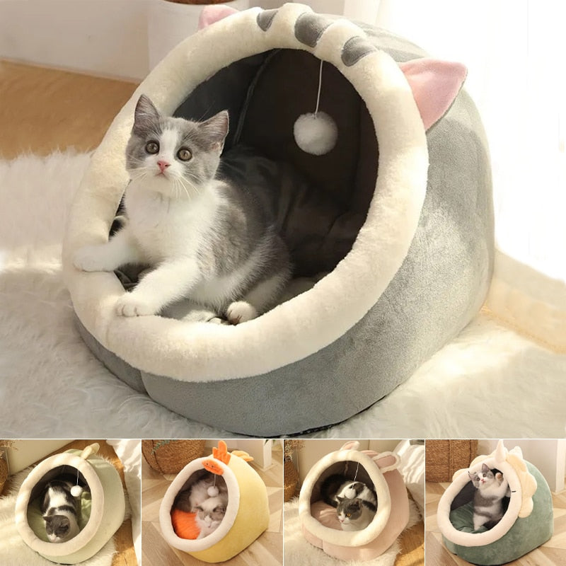 Sweet Cat Bed Warm Pet Basket Cozy Kitten Lounger Cushion Cat House Tent Very Soft
