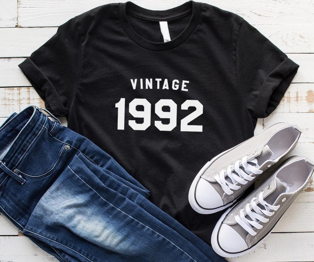 Vintage 1992 birthday Women t-shirt Cotton Casual | Funny t-shirt For Lady - Vintage tees for Women