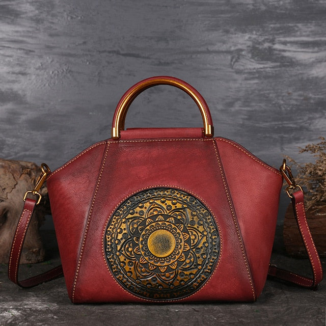 Luxury Women Genuine Leather Handbags | Ladies Retro Elegant Shoulder Bag | Handmade Leather Bags - Vintage tees for Women
