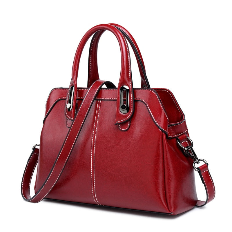 Leather Luxury Handbag | Shoulder Bag For Women | Vintage Business Genuine Leather Hand Bag - Vintage tees for Women