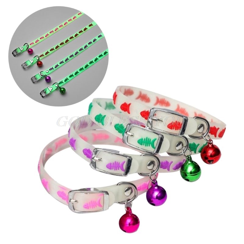Pet Glowing Collars with Bells | Glow at Night Dogs Cats Necklace - Vintage tees for Women