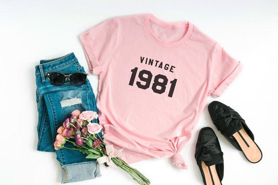 Vintage 1981 Birthday T-Shirt | 43rd Birthday Gift | 80s Clothing Women T-shirt