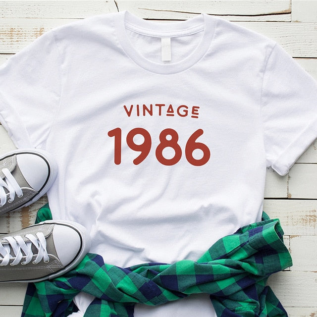 Vintage 1986 T-Shirt | 37th Birthday T-shirt | Woman Causal Top - Vintage tees for Women