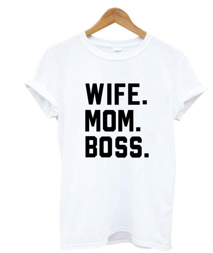 WIFE MOM BOSS Women Tshirt Cotton Casual - Vintage tees for Women