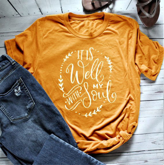 Women's It Is Well With My Soul Short Sleeve T-Shirt - Vintage tees for Women