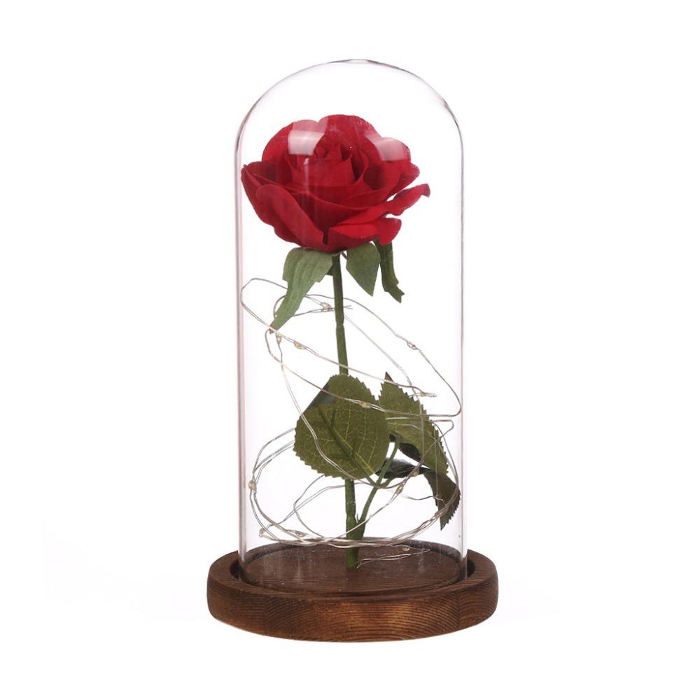 LED Flashing Luminous Artificial Rose in a flask Glass Bottle Glass Cover girl lev toy collect on delivery Kontselyariyae - Vintage tees for Women