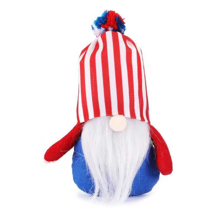 New American National Day Pentagram Rudolph Dwarf Plush Doll Ornament Faceless Old Man Stripes - Vintage tees for Women