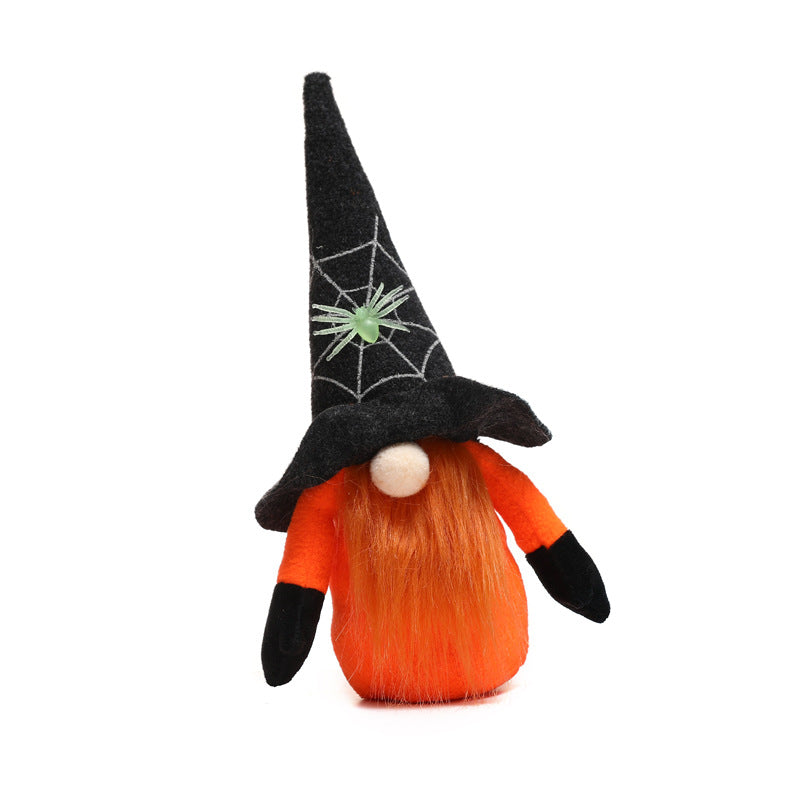 New Halloween decorations green spider Rudolph dwarf doll ghost festival faceless doll decoration - Vintage tees for Women