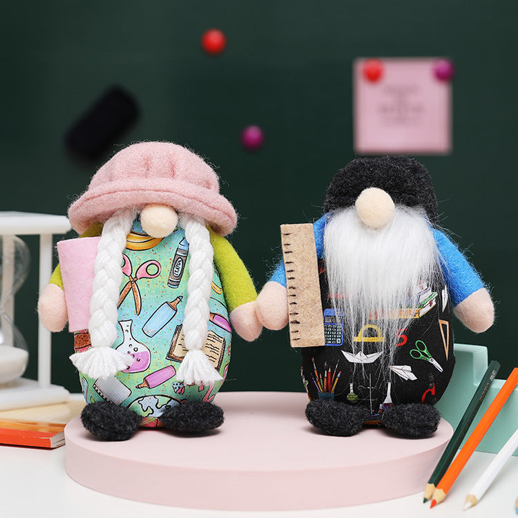 New school dwarf Rudolph faceless doll round hat dwarf doll college kindergarten decorations