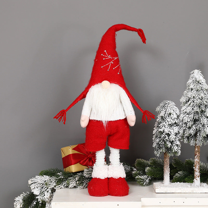 New Christmas decorations telescopic faceless doll pointed hat standing doll - Vintage tees for Women
