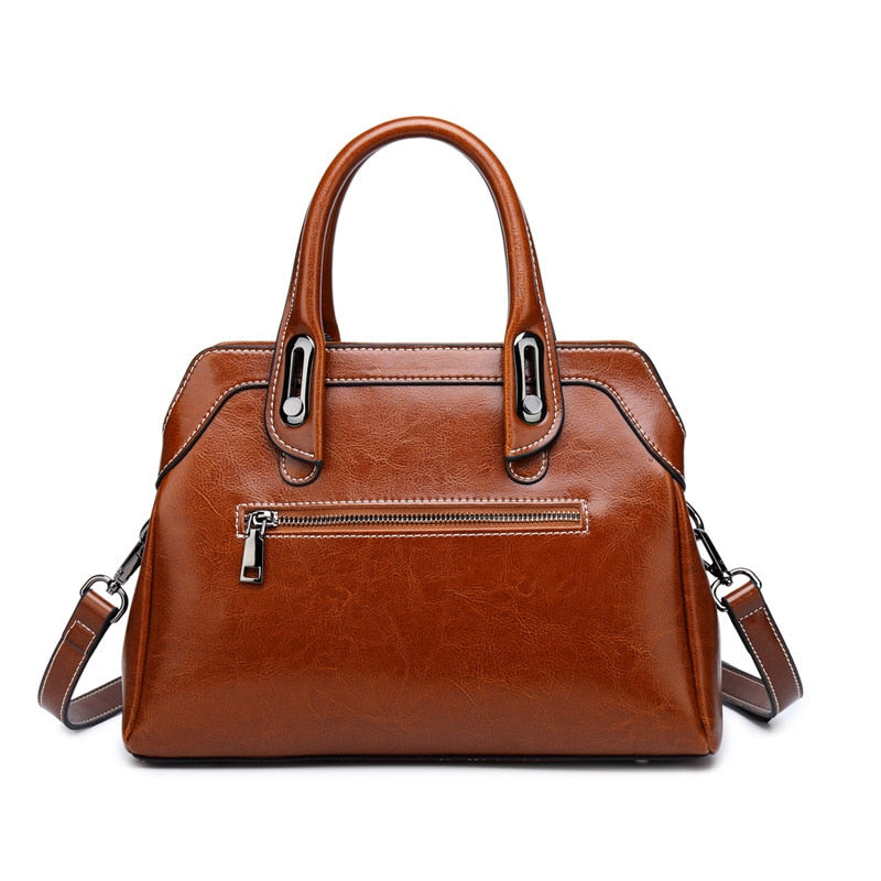 Leather Luxury Handbag | Shoulder Bag For Women | Vintage Business Genuine Leather Hand Bag - Vintage tees for Women