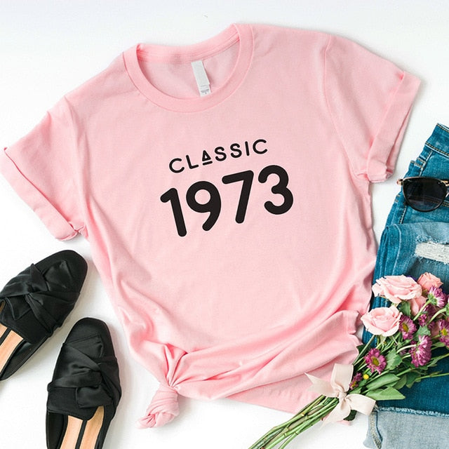 Classic 1973 T-shirt | 50th Birthday Gift Cotton Short Sleeve - Vintage tees for Women