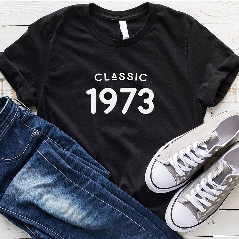Classic 1973 T-shirt | 50th Birthday Gift Cotton Short Sleeve - Vintage tees for Women