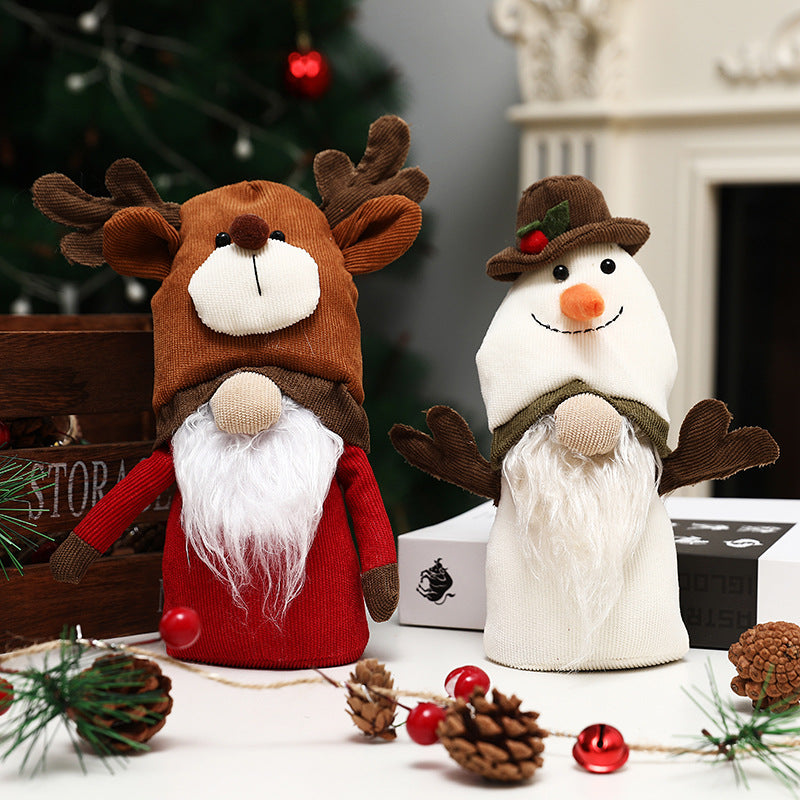 New Christmas decorations double-headed Rudolph doll snowman dress up