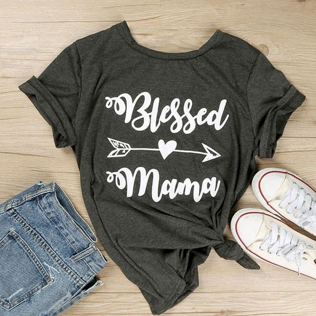 Blessed Mama | Women T-Shirt | O-Neck Short Sleeve Top