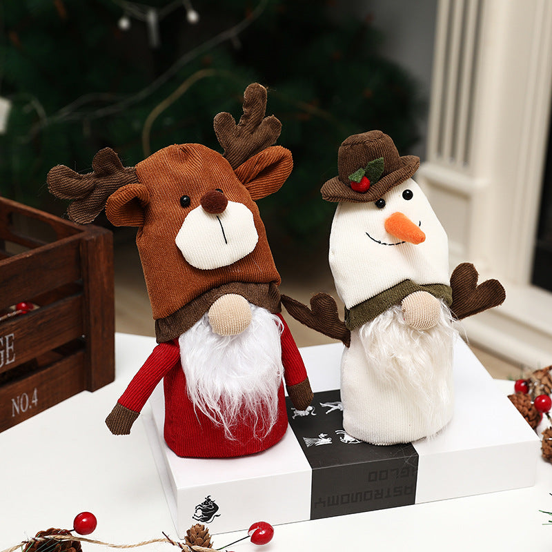 New Christmas decorations double-headed Rudolph doll snowman dress up - Vintage tees for Women