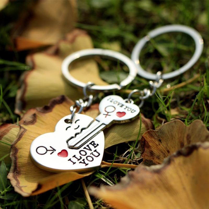 1 Pair Couple I LOVE YOU Heart Key Chains