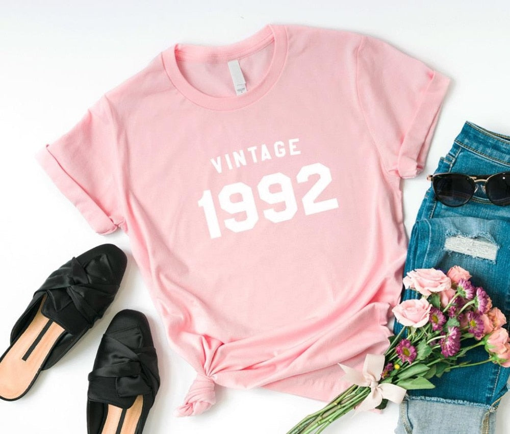 Vintage 1992 birthday Women t-shirt Cotton Casual |  Funny t-shirt For Lady