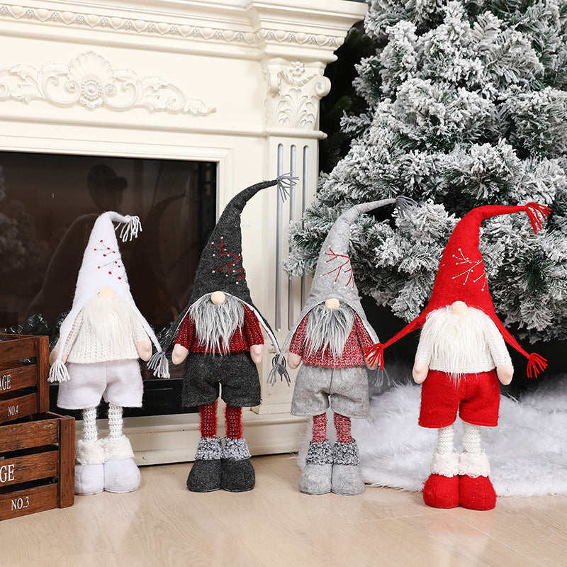 New Christmas decorations telescopic faceless doll pointed hat standing doll