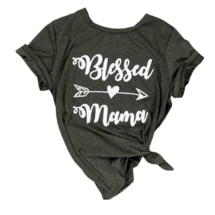 Blessed Mama | Women T-Shirt | O-Neck Short Sleeve Top - Vintage tees for Women