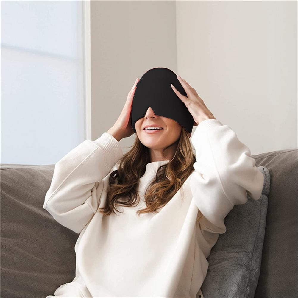 Migraine Relief Hat | Ice Pack Headache Relief Gel Eye Mask | Cold Therapy Migraine Face Mask Elastic Bag