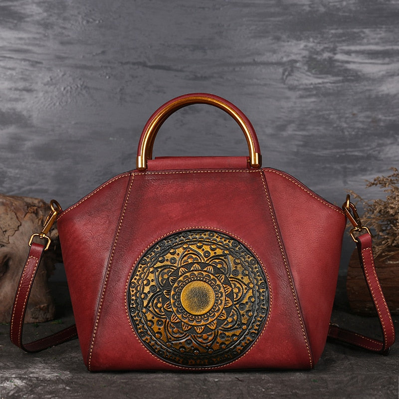 Luxury Women Genuine Leather Handbags | Ladies Retro Elegant Shoulder Bag | Handmade Leather Bags