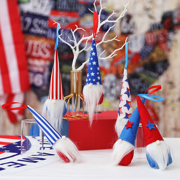 New American Independence Day Rudolph faceless pointed hat doll small pendant National Day decorations children's gift